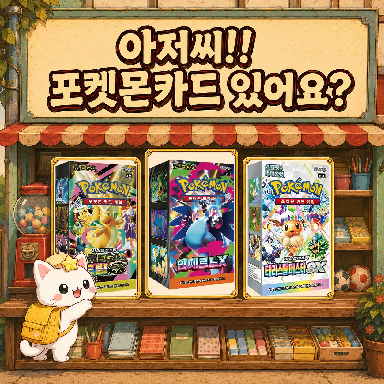 아저씨!! 포켓몬카드 있어요?